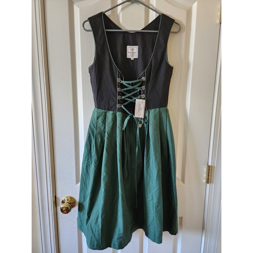 Edelnice Trachtenmode Dirndl Alpine Dress EU 36 NWT Green Black Small 4/6 Midi